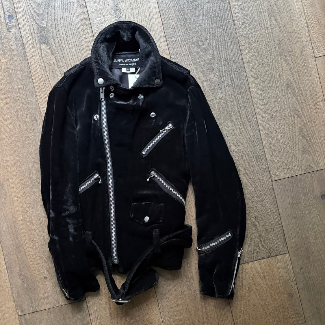 Velour Diagonal Zipper Rider Jacket 상품이미지7