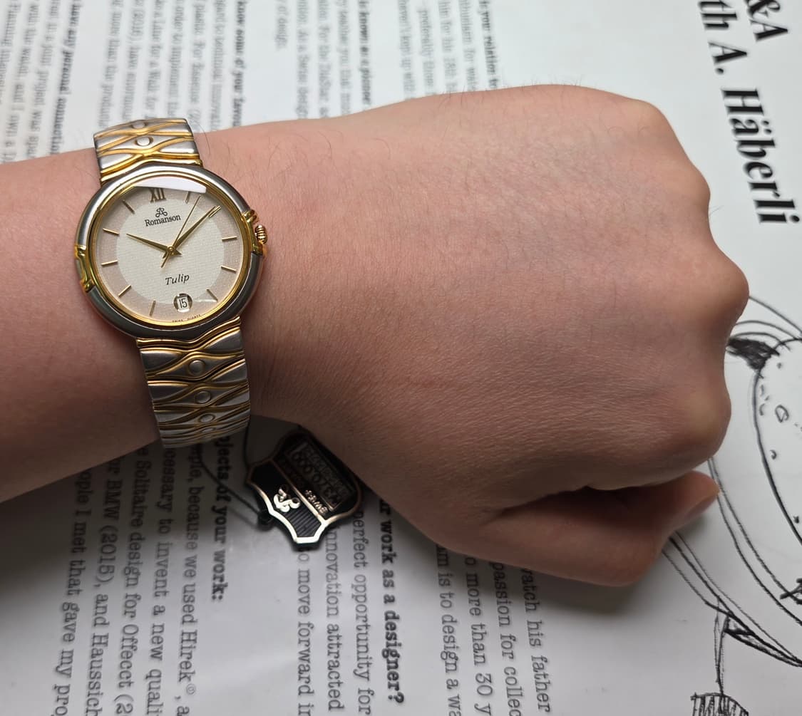 데드스탁] 빈티지 로만손 튤립 투톤 스파클 다이얼 칼침핸즈 쿼츠 남성용
 상품이미지8