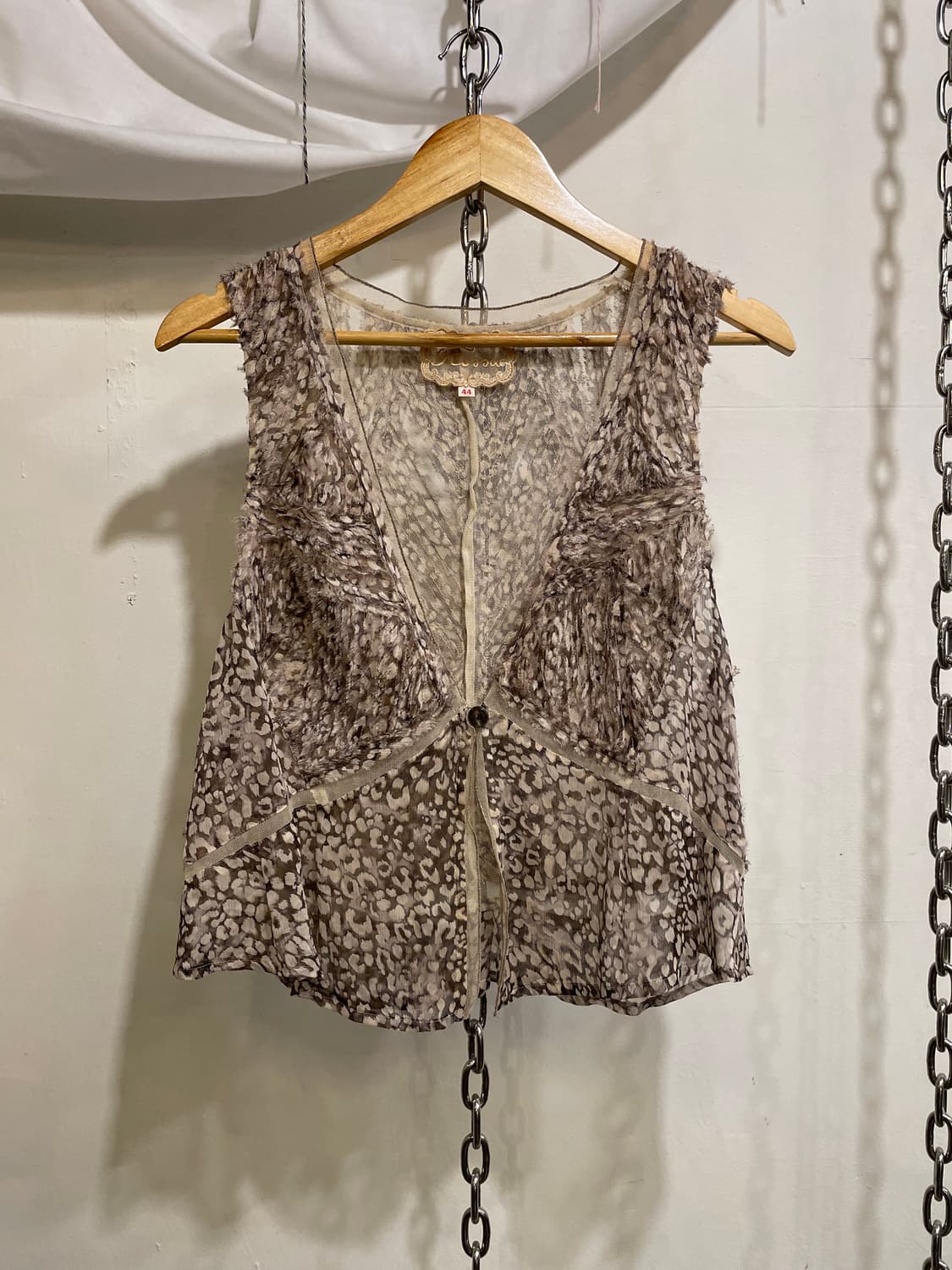 레오파드 패턴 페어리 그런지 베스트 y2k 히피 모리 상품이미지1