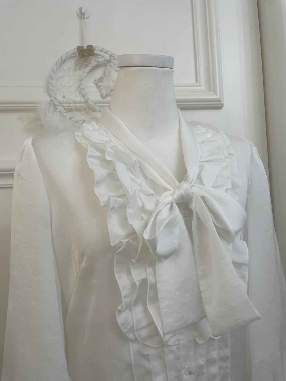 white ruffle bow point blouse(size-L) 상품이미지6