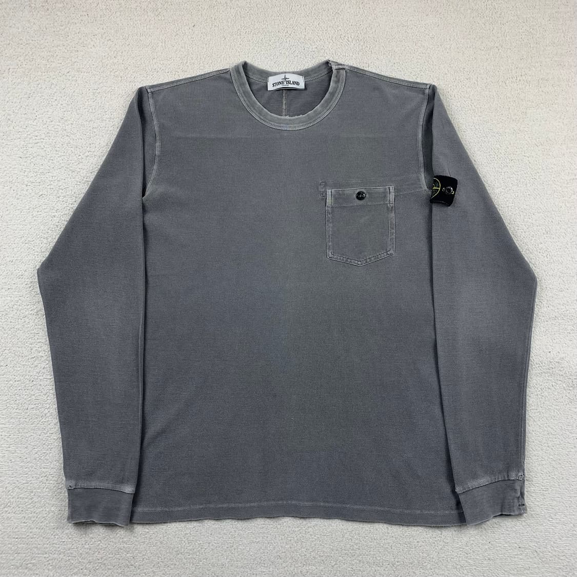올드 스톤아일랜드 가먼트 다잉 원포켓 롱슬리브 티셔츠 그레이 상품이미지1