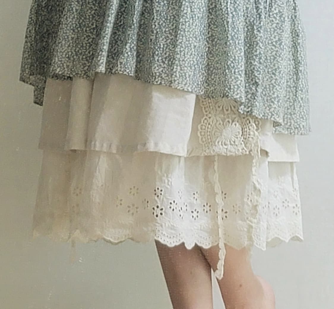 모리걸 레이스 레이어드 슬릿 스커트 상품이미지8