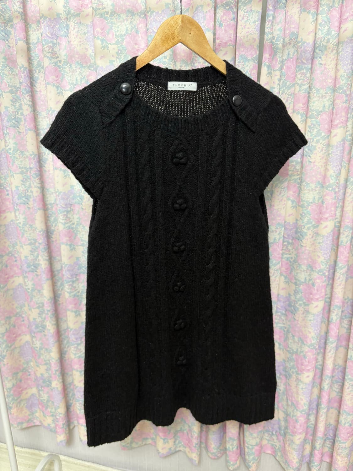 블랙 니트 반소매 원피스 상품이미지5