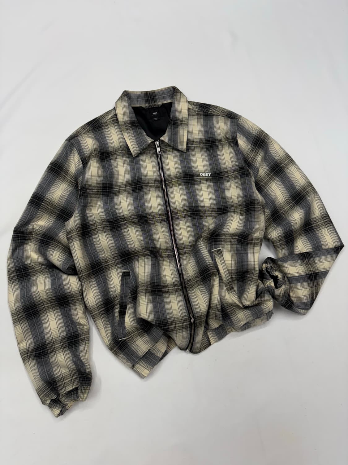 Obey 오베이 한정판 플란넬 체크 집업 블루종 자켓 상품이미지3