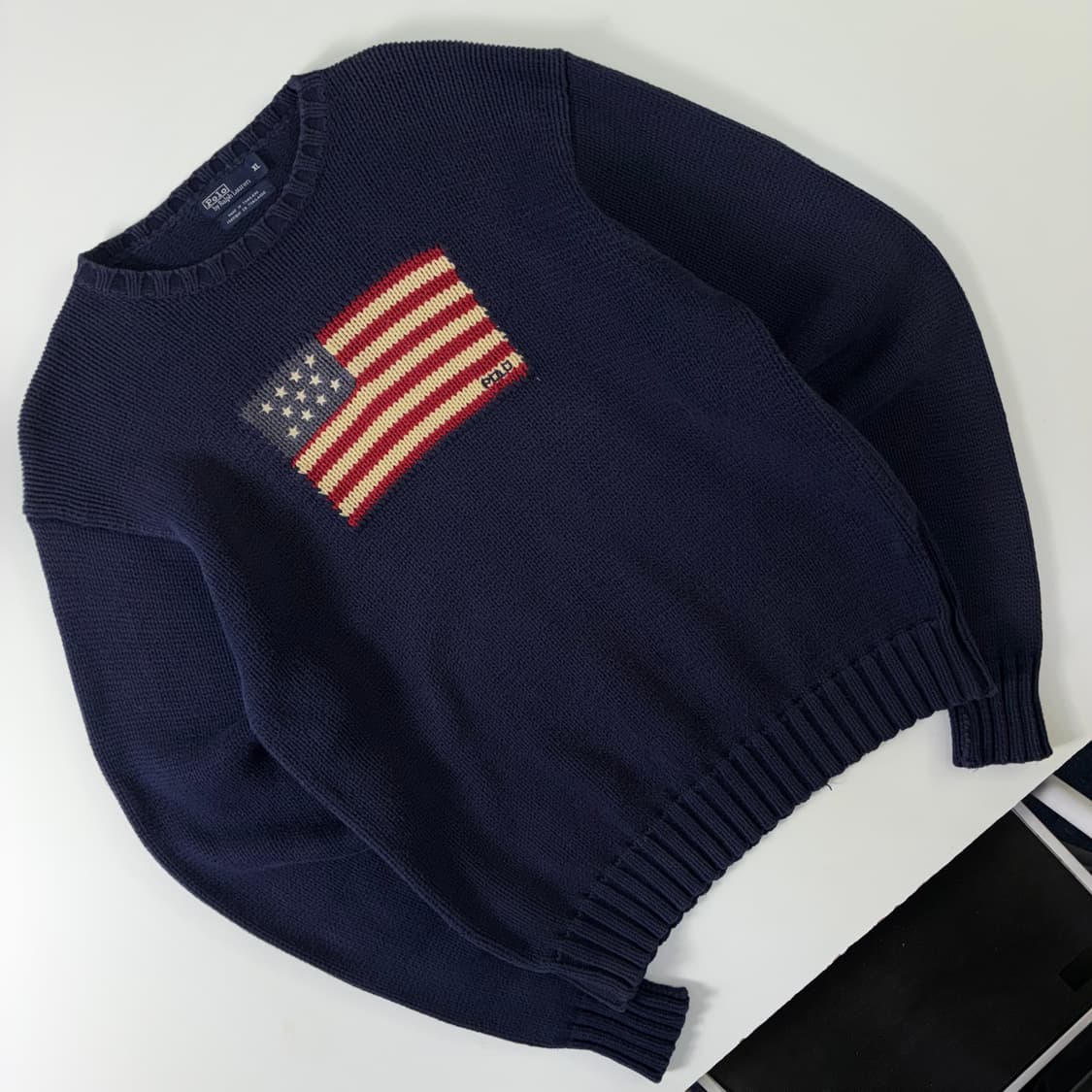 Polo  폴로 랄프로렌 90,s 헤비코튼 네이비 성조기 니트 상품이미지2