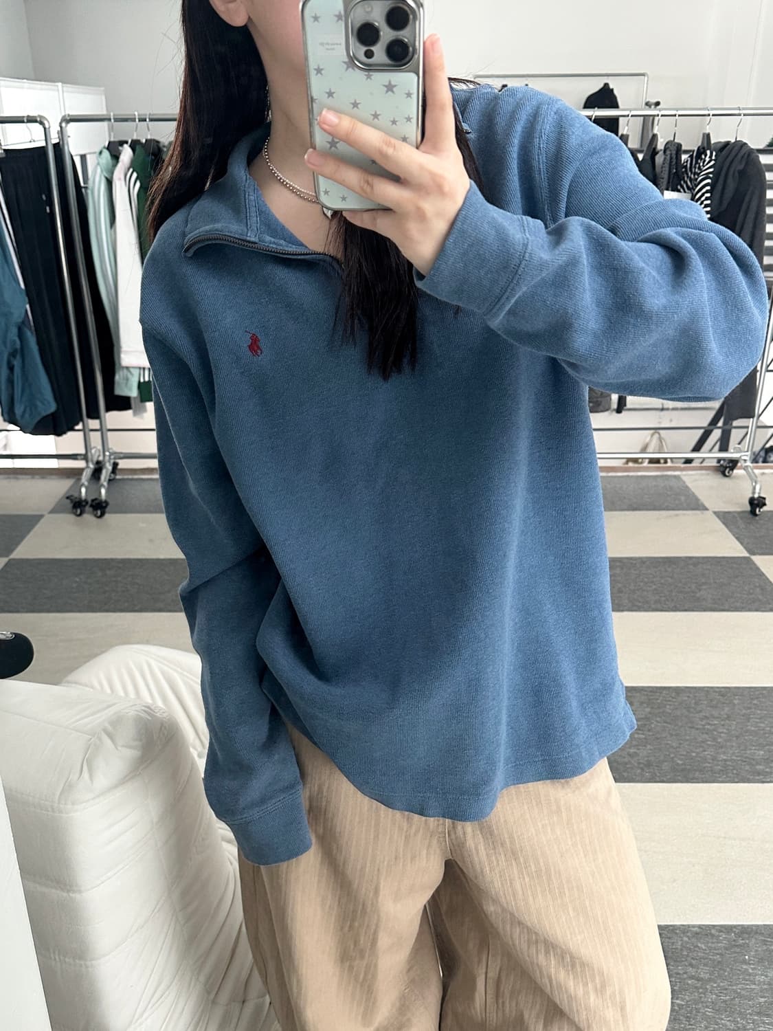 폴로 랄프로렌 스카이블루 코튼 하프집업  상품이미지9