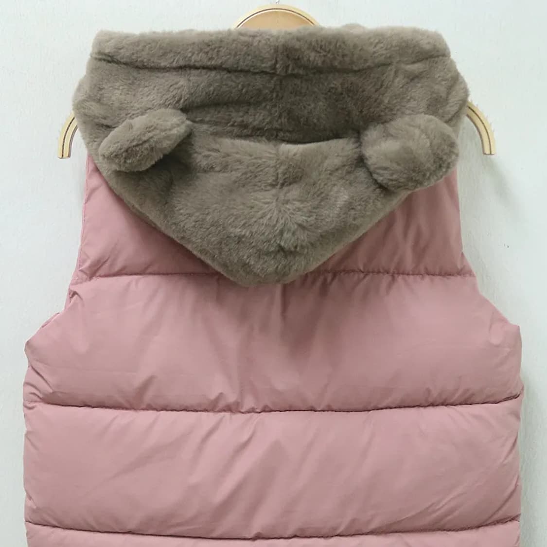 딸기우유 퍼 후드 포인트 패딩 베스트 62232 상품이미지7