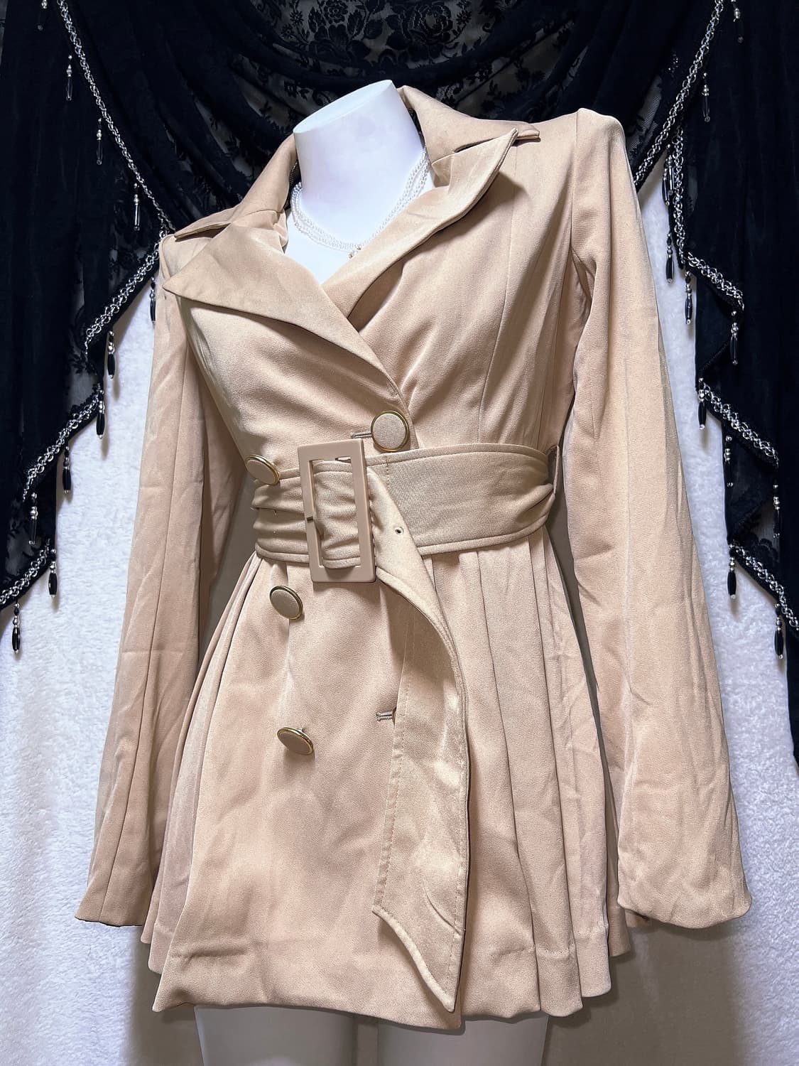 립서비스 로맨틱갸루 로걀 라떼 오네 모카베이지 벨트 트렌치코트 원피스 상품이미지6