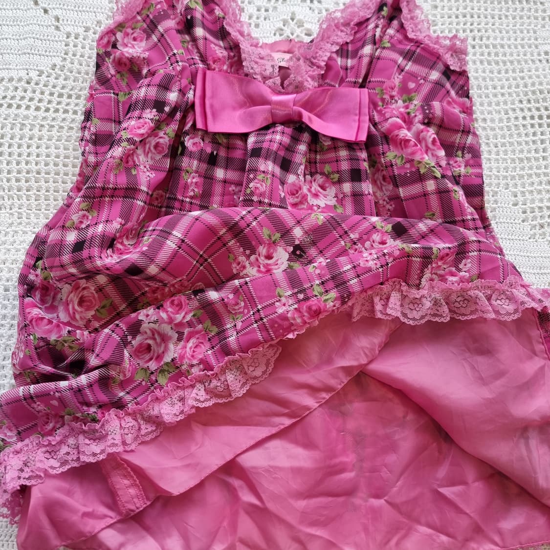 Sugar Gloss 핑크 로즈 체크 캐미솔 원피스 (MARS ) 상품이미지5