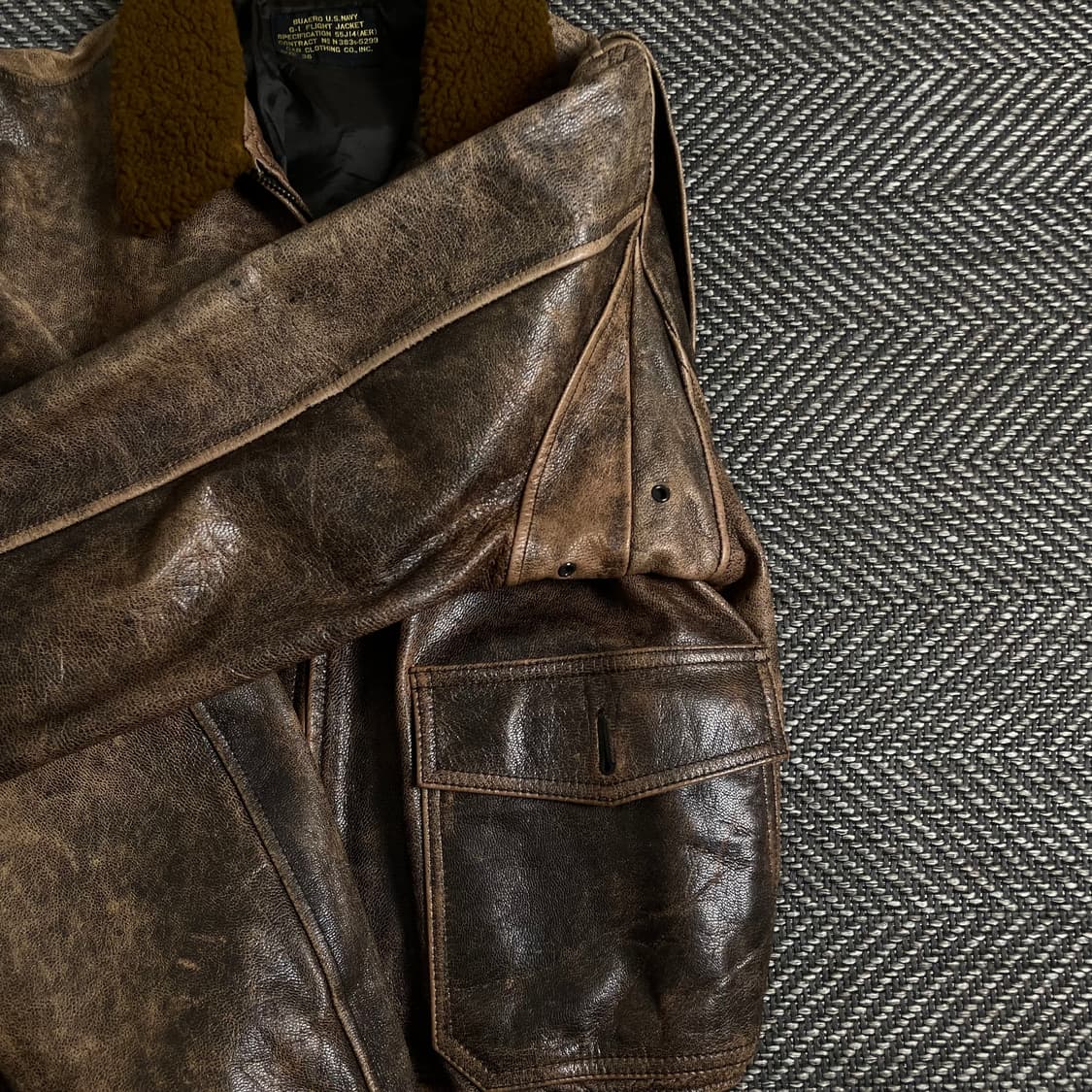 U.S 오리지날 밀리터리 G-1 플라이트 레더 자켓y 3505 상품이미지5