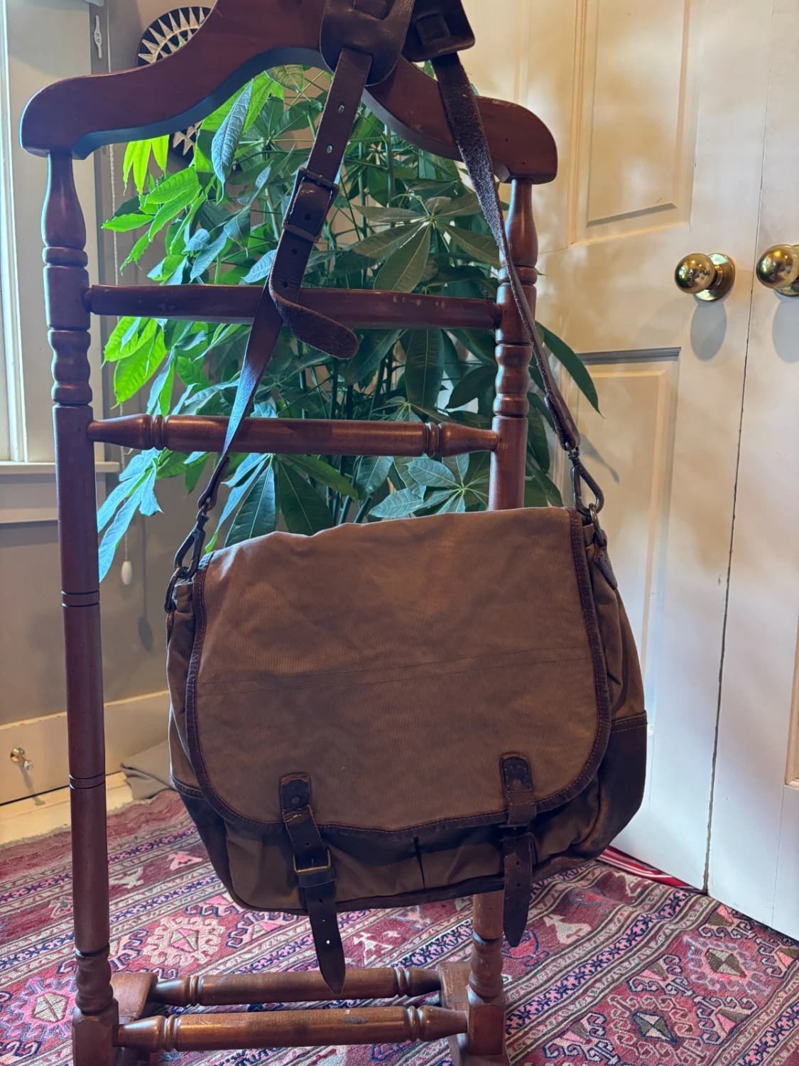 RRL 캔버스 레더 숄더 메신저 백 브라운 상품이미지1