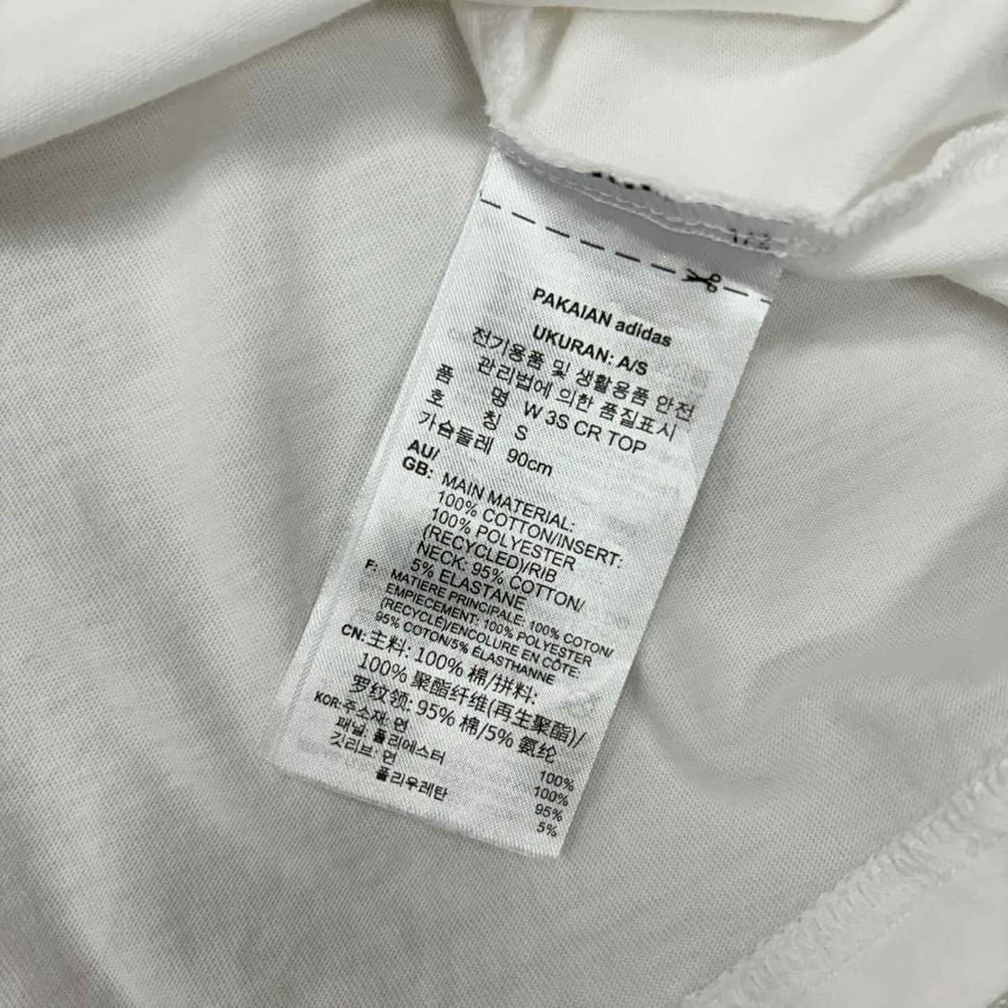 아디다스 신형 화이트 크롭 걸즈 반팔 티셔츠(S) 상품이미지6