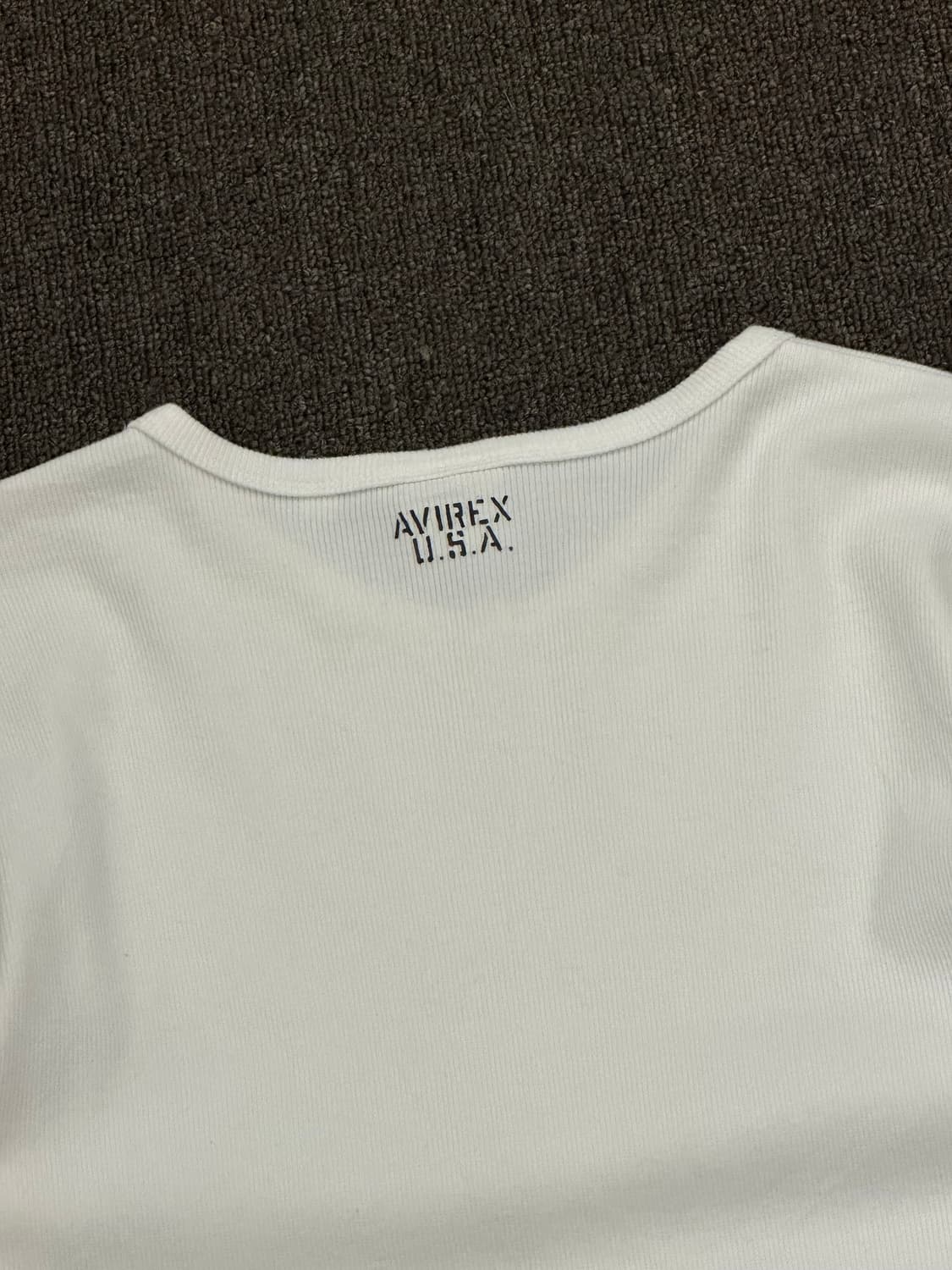 M)Avirex vintage v넥 화이트 골지 롱슬리브 상품이미지5