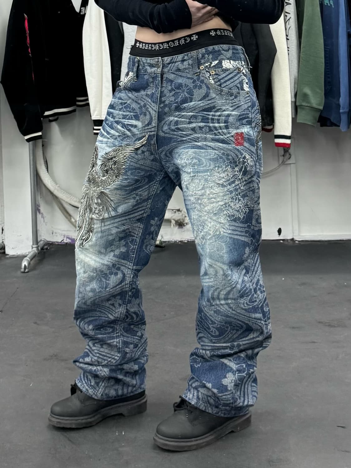 카라쿠리 타마시 오리엔탈 자수 데님팬츠 상품이미지2