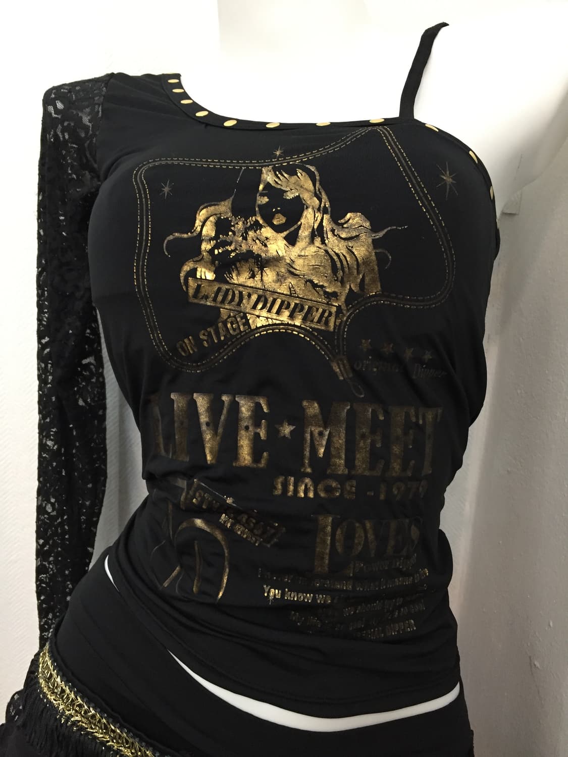 고딕 펑크 원숄더 탱키니 세트 상품이미지2