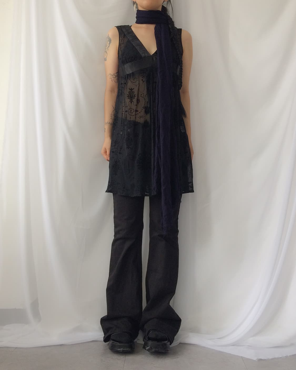 Ornament pattern see through sleeveless  상품이미지6