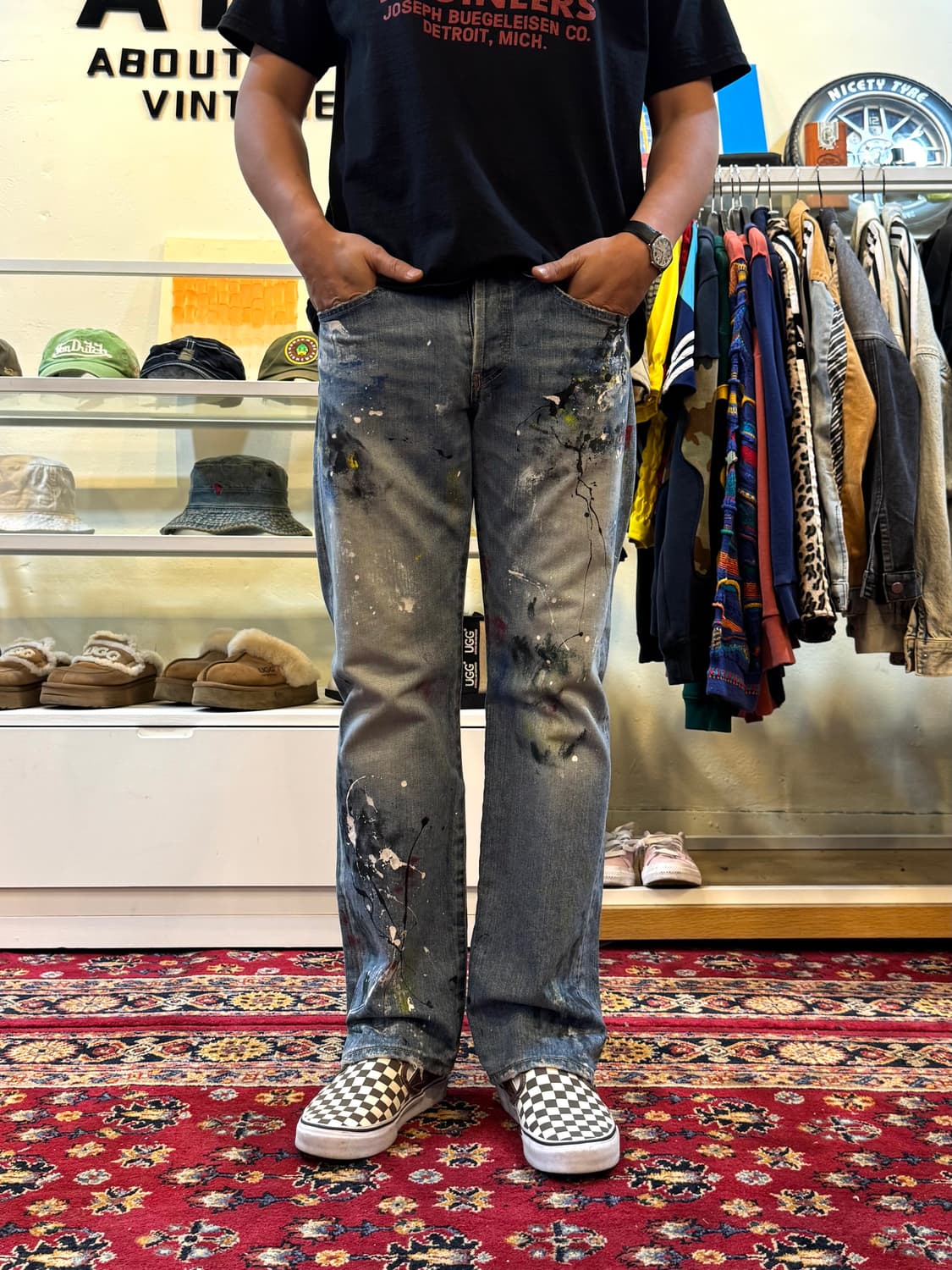 재팬 빈티지 소울오프프리덤 페인팅 데님 팬츠 상품이미지1