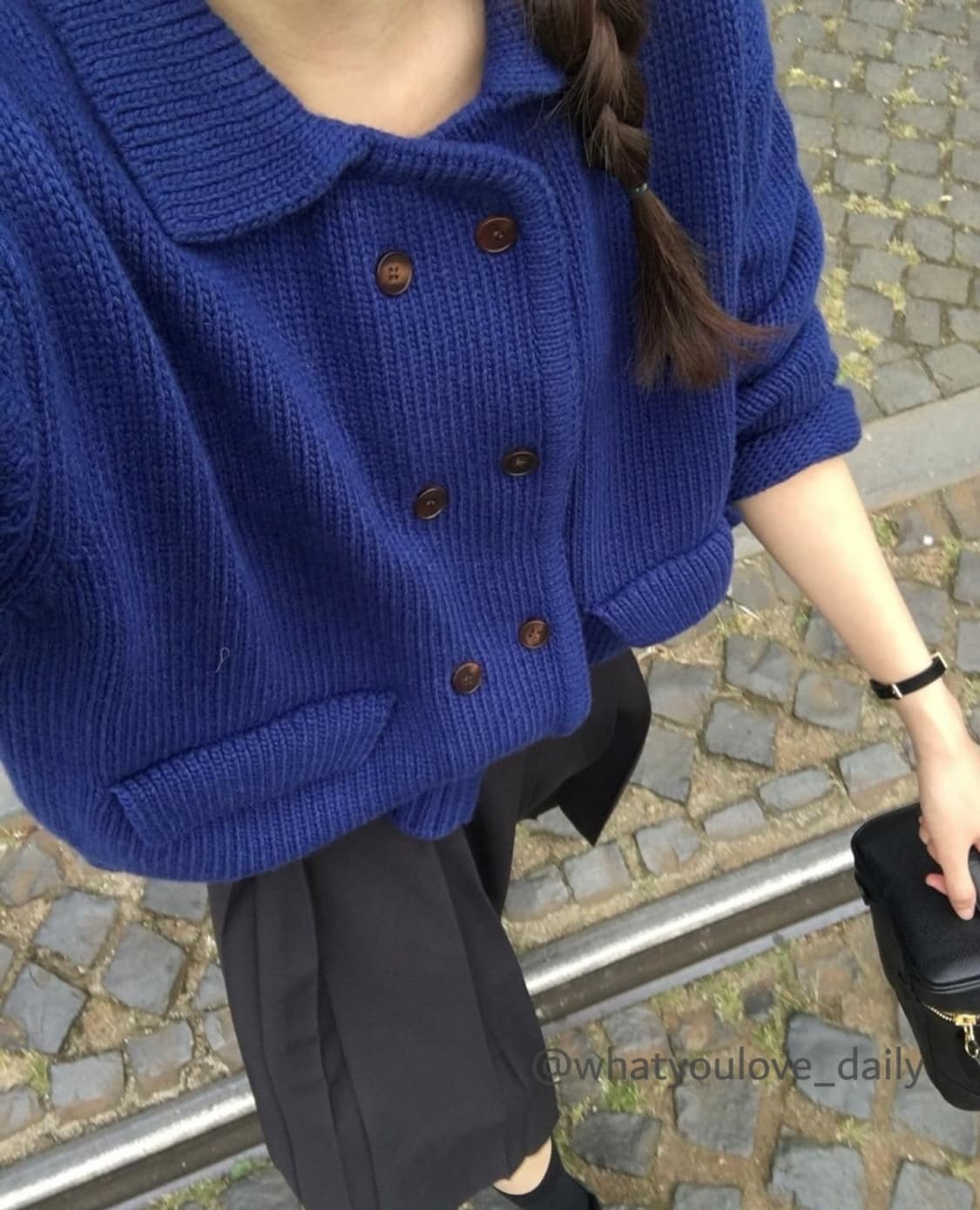 오버테이크 OVERTAKE 마크 더블 가디건 (블루) 상품이미지2