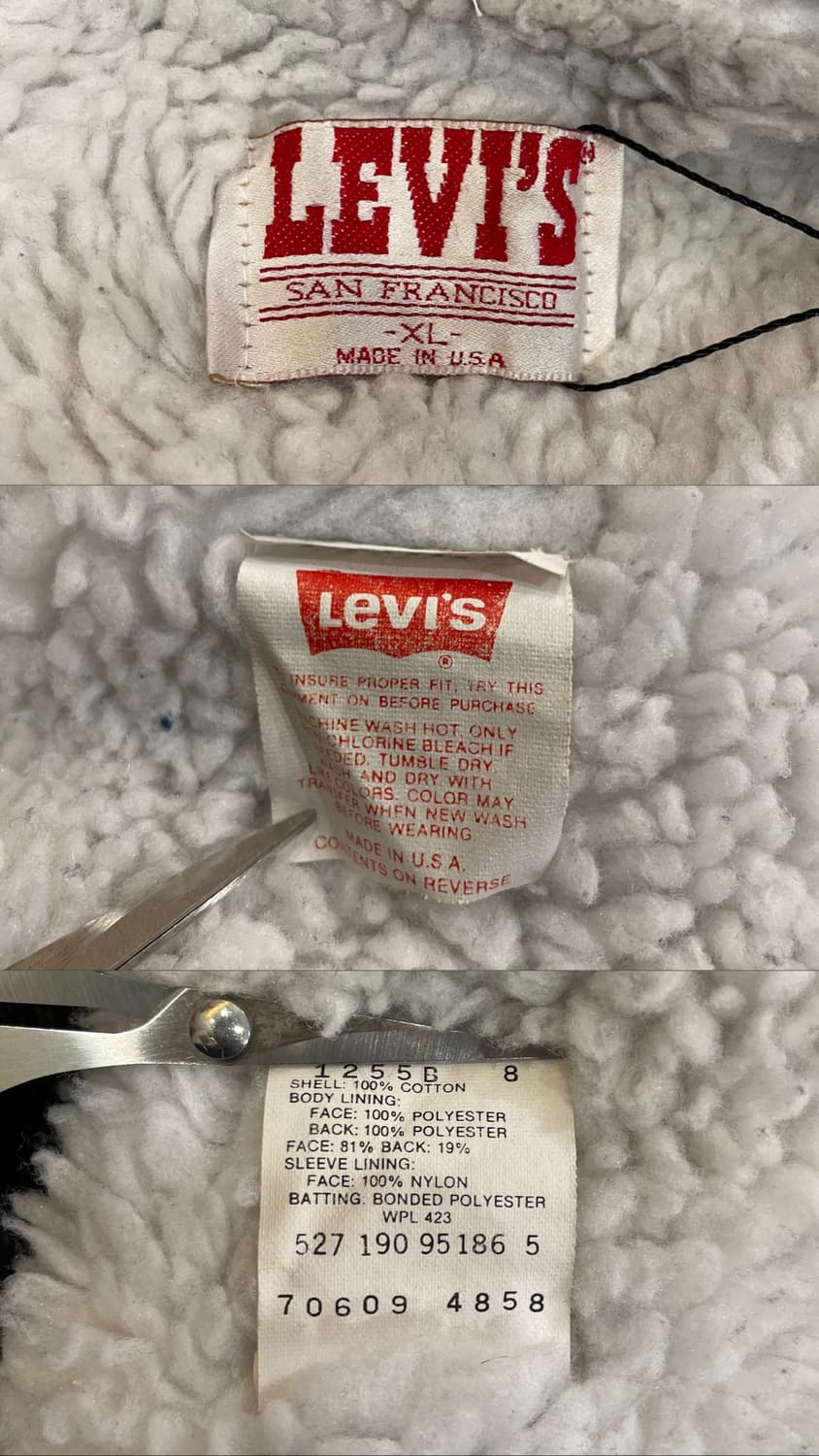 (XL) 80s USA Levi's 리바이스 쉐르파 데님 자켓 흑청 상품이미지10