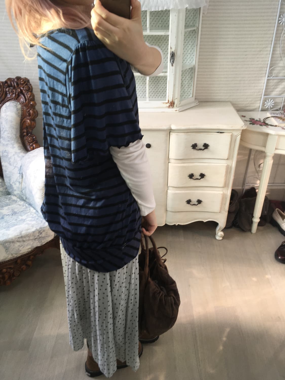 일본빈티지 스트라이프 반팔 블라우스 상품이미지5