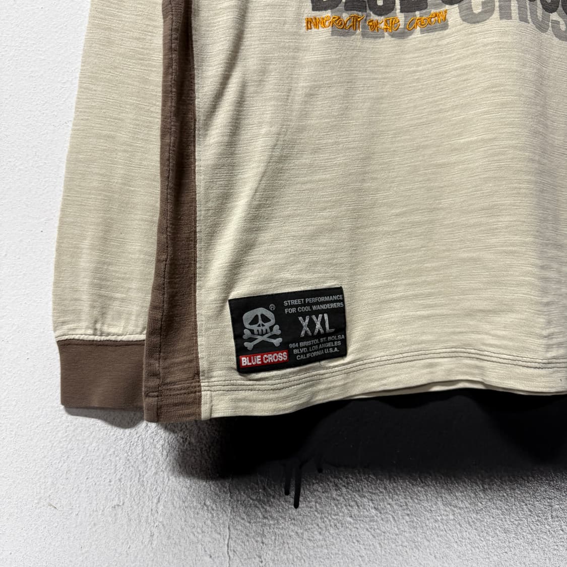 VTG 빈티지 스컬 프린팅 초코 바나나 배색 롱 슬리브 티셔츠 상품이미지5