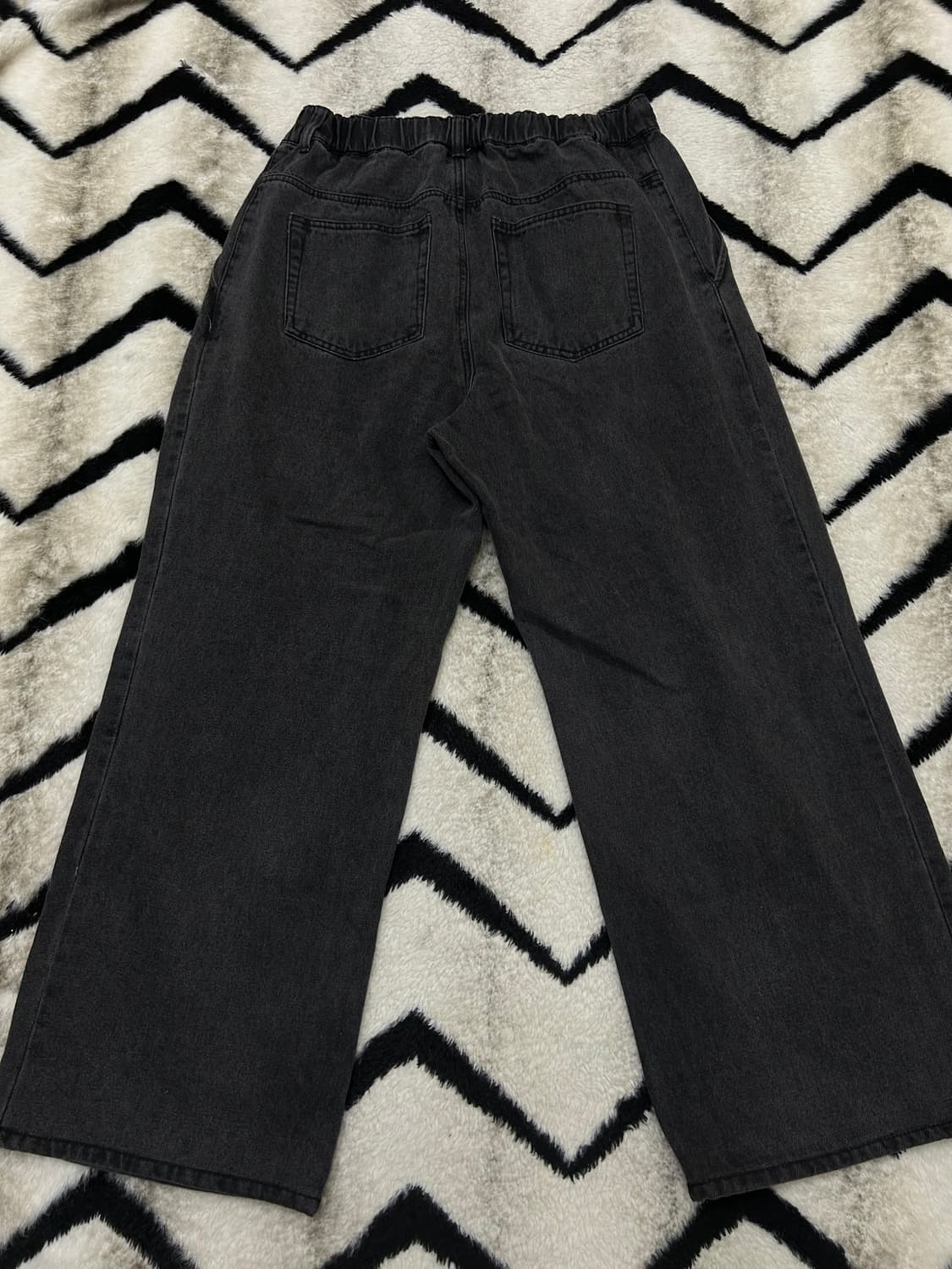 [L]낫포너드 원턱 와이드 밴딩 데님팬츠/흑청 상품이미지2