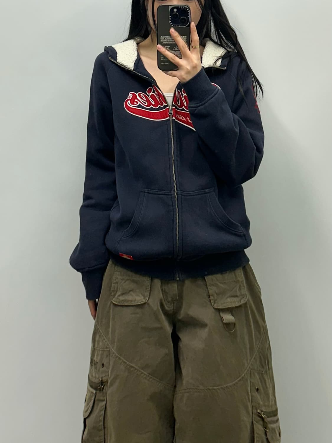 디키즈 y2k 와투케 네이비 양털 후드집업 상품이미지1