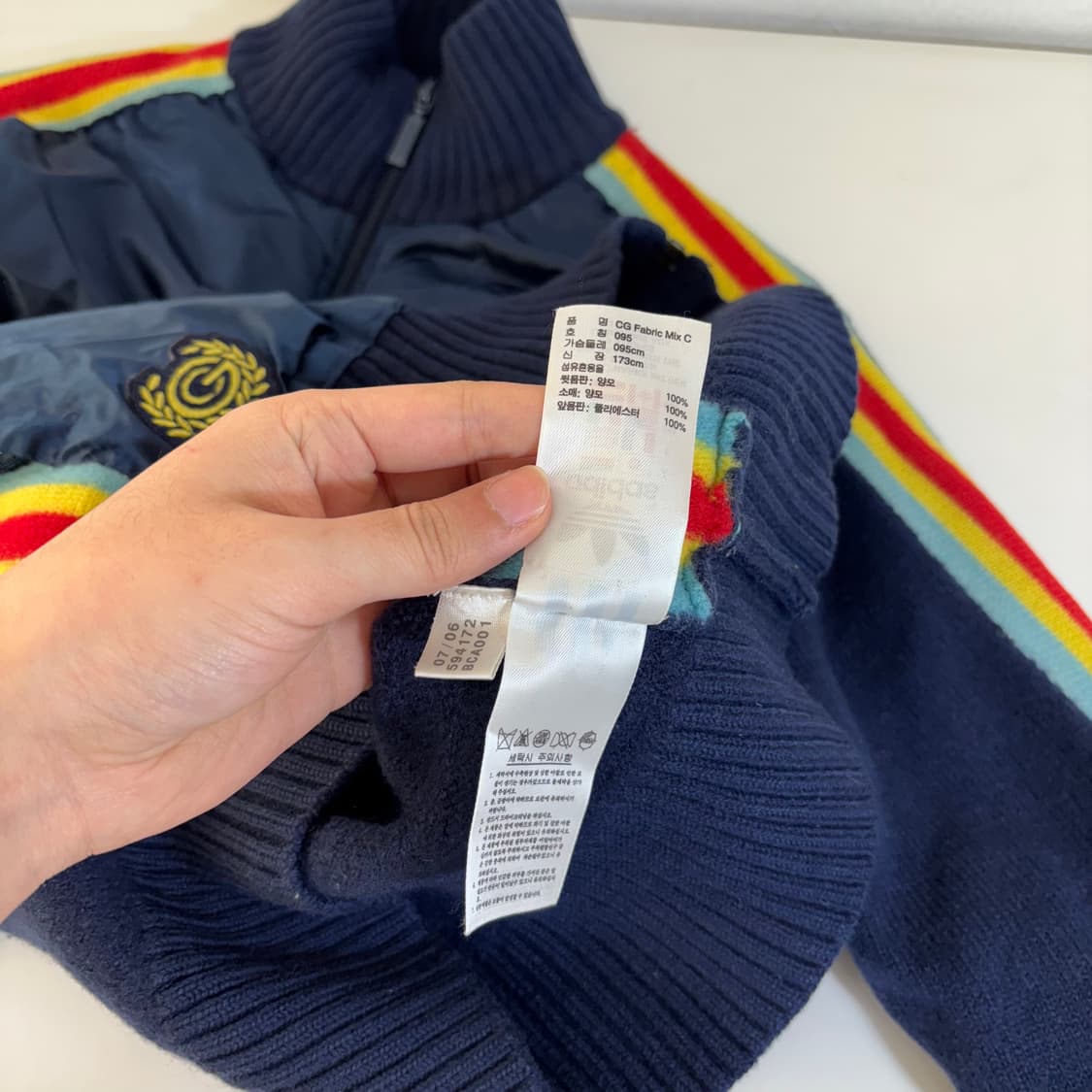 우먼M 아디다스 네이비 배색 니트집업 상품이미지5