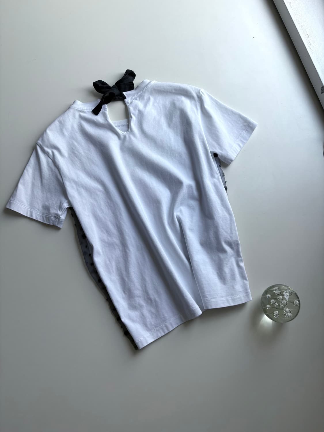 미우미우 시스루 디테일 리본 티셔츠 상품이미지6