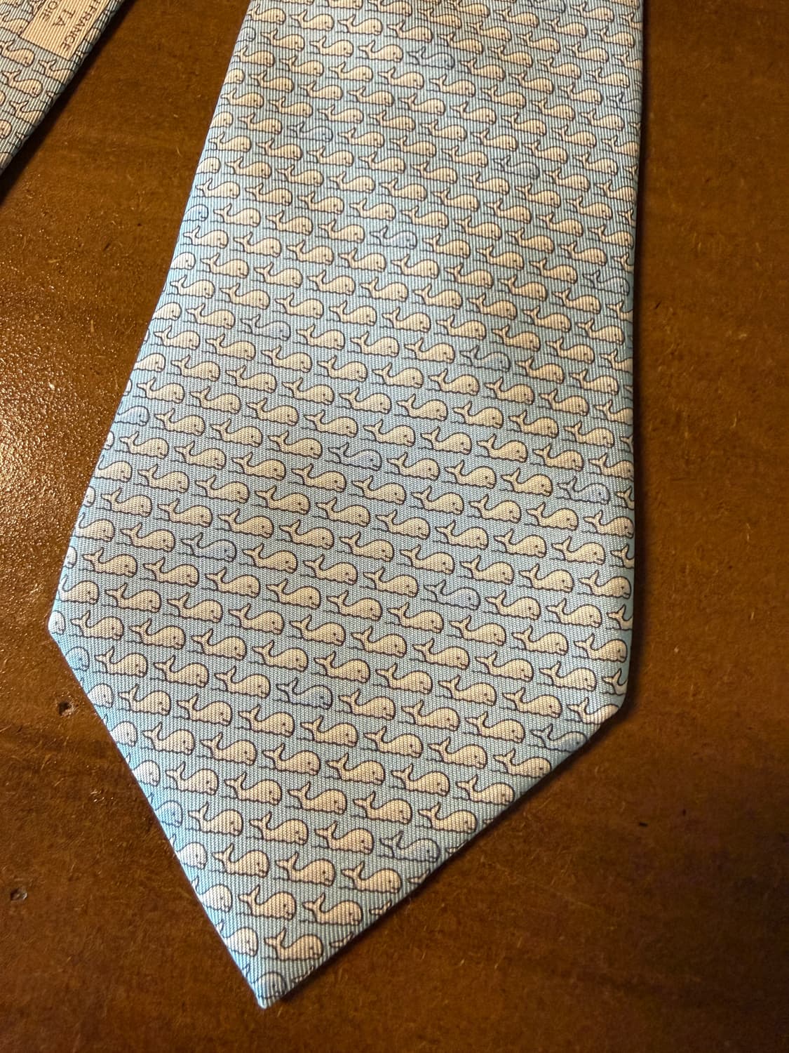 에르메스 HERMES 고래 모티브 실크 넥타이 라이트 블루 상품이미지5