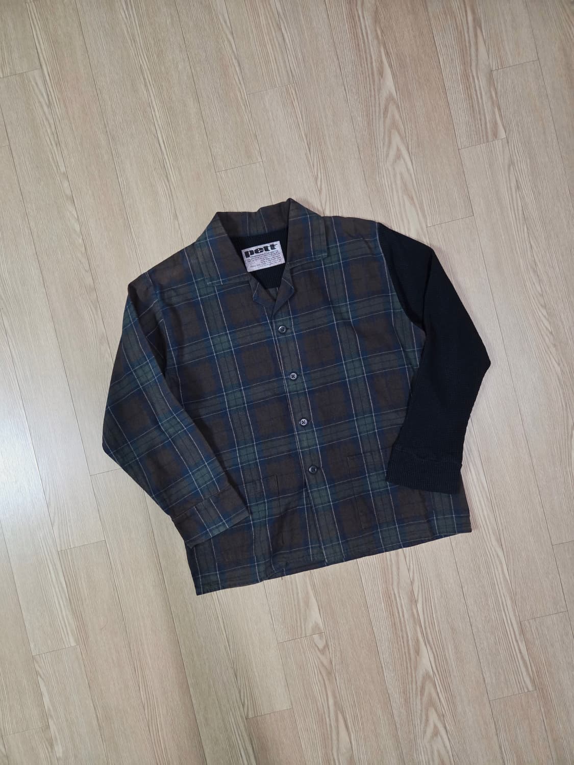 pett japan 배색 니트 비대칭 슬리브 워크 재킷 상품이미지3