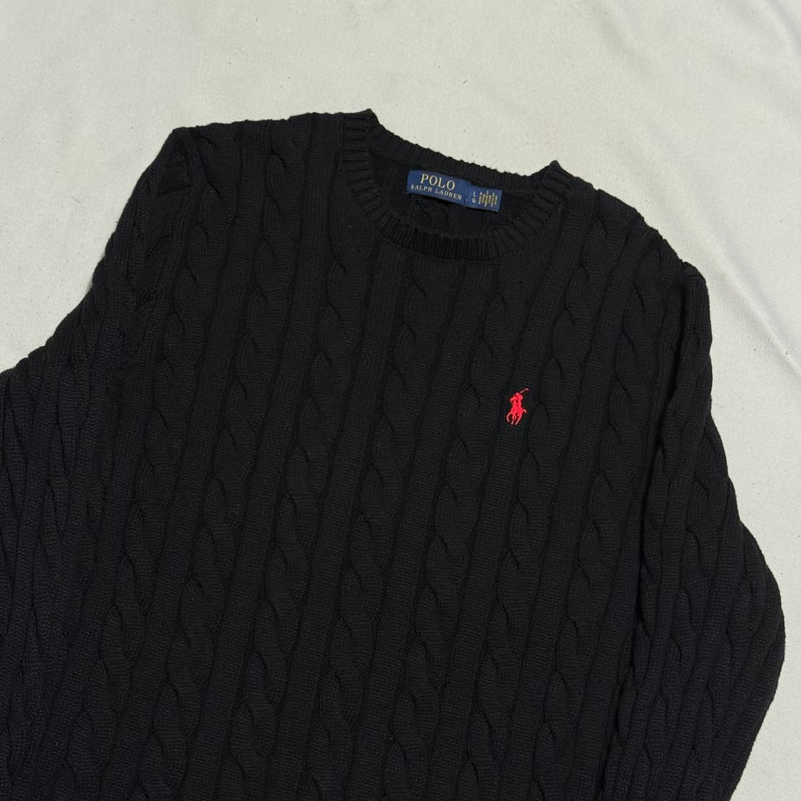 L 폴로랄프로렌 블랙 케이블 니트 상품이미지1