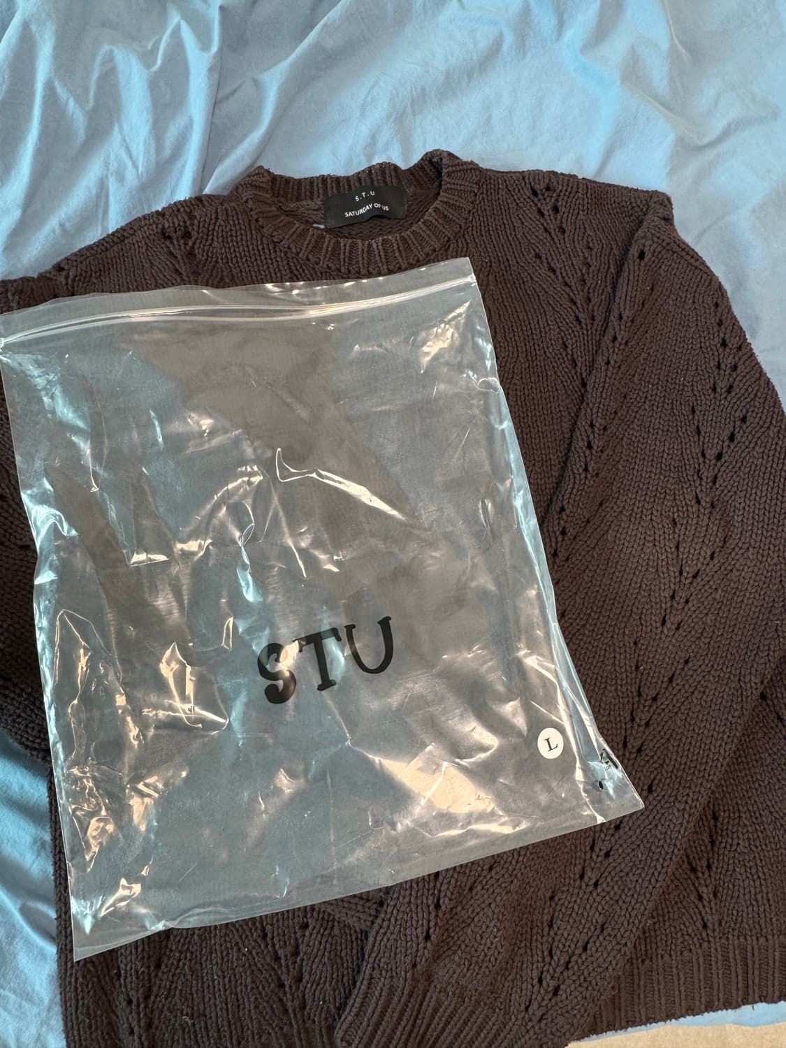 STU Y커팅 니트 브라운 OS 상품이미지2