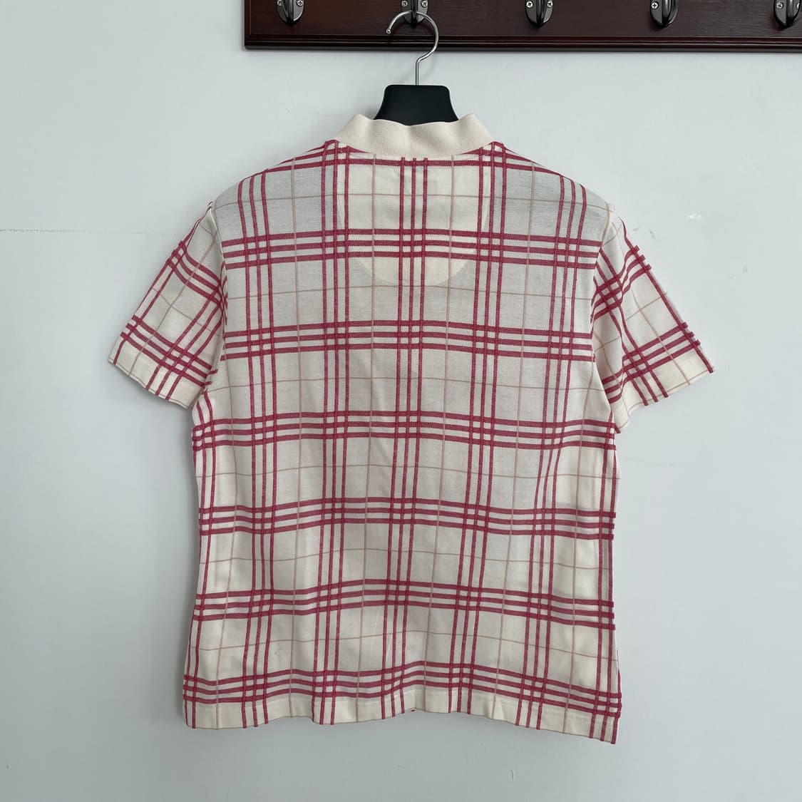 버버리 레드 체크 쿼터 집업 반팔 티셔츠 상품이미지2