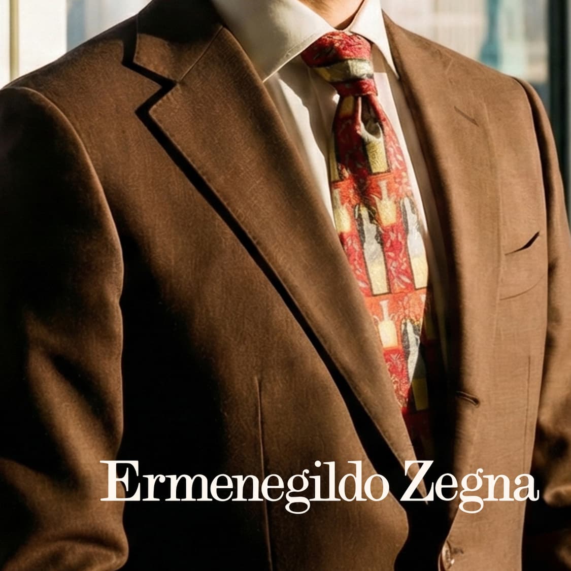 제냐 실크 레드 그래픽 모티브 넥타이 9.9cm A+등급 K1659 상품이미지1