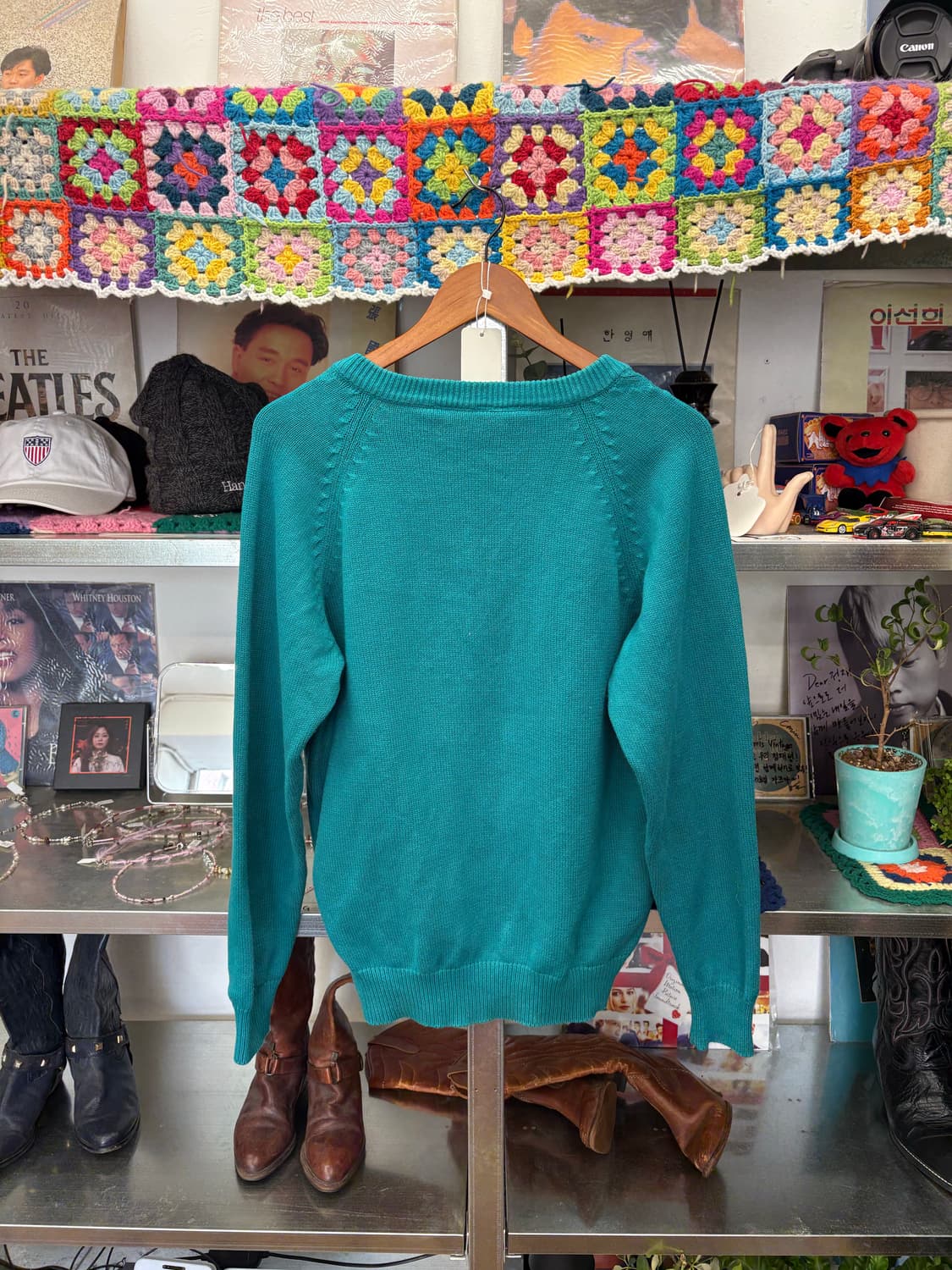 80s 프랑스 Lacoste 브이넥 코튼 니트 상품이미지5