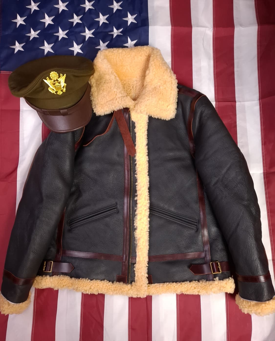 새제품 WW2 대전용 밀리터리 리얼레더 B-6 항공 폭격기 무스탕 상품이미지2