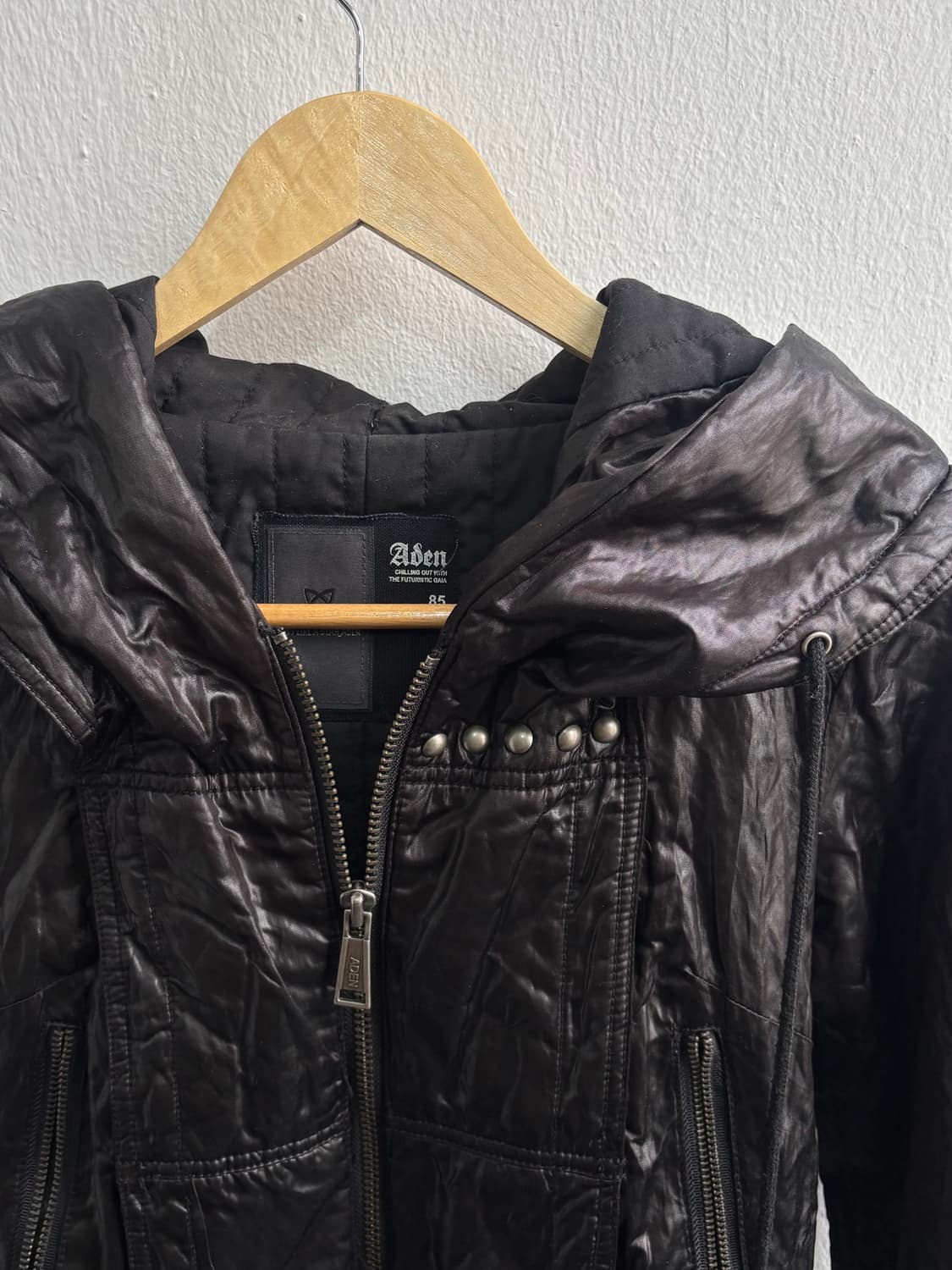 Vintage Black Glossy Crop Jacket 상품이미지6