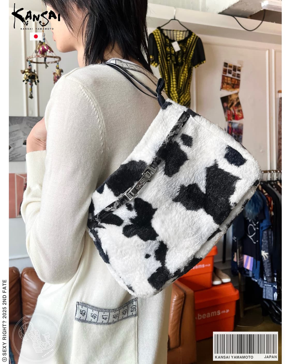 KANSAI YAMAMOTO Milk Cow Faux Fur Bag 상품이미지1