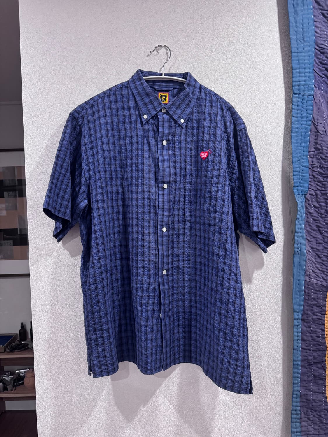 휴먼 메이드 체크 BD 숏슬리브 셔츠 네이비 상품이미지1