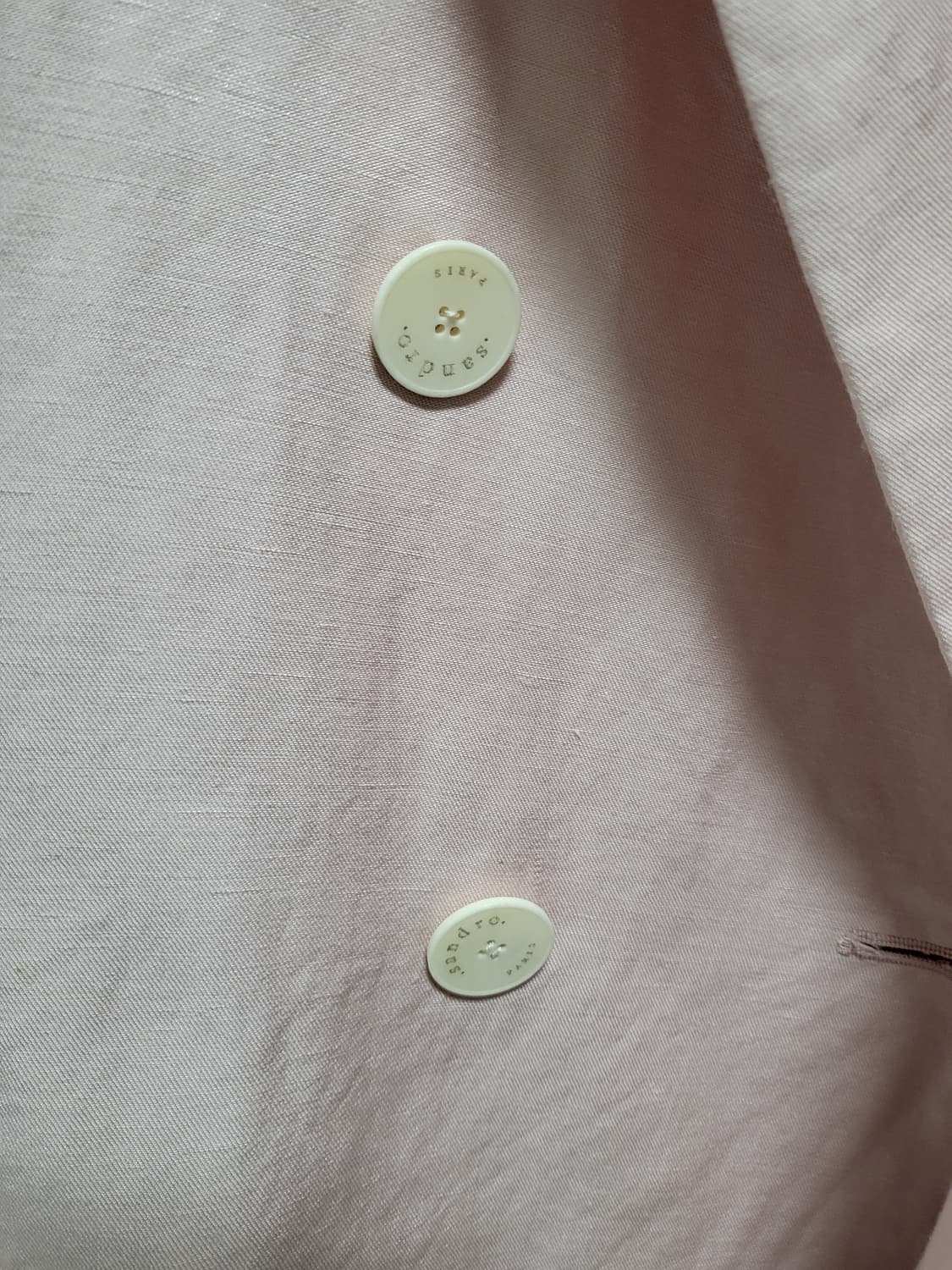 정품 산드로 린넨 딸기우유 핑크 더블 버튼 블레이저 44-66 상품이미지4