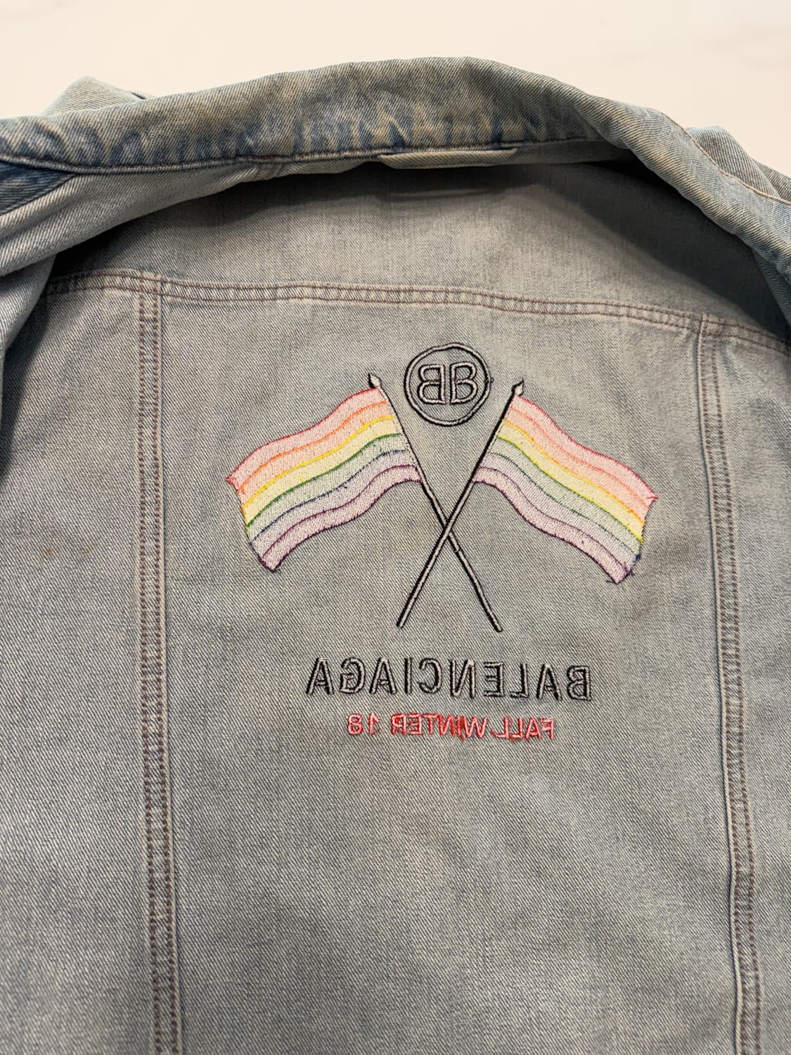 발렌시아가 레인보우 데님 자켓 XXL 정품 상품이미지7