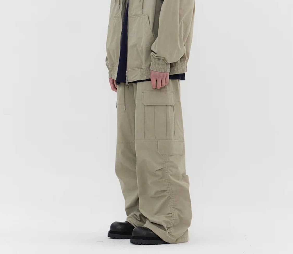 준지 SS26 다잉 코튼 퍼커링 팬츠 베이지 48 신상 상품이미지2