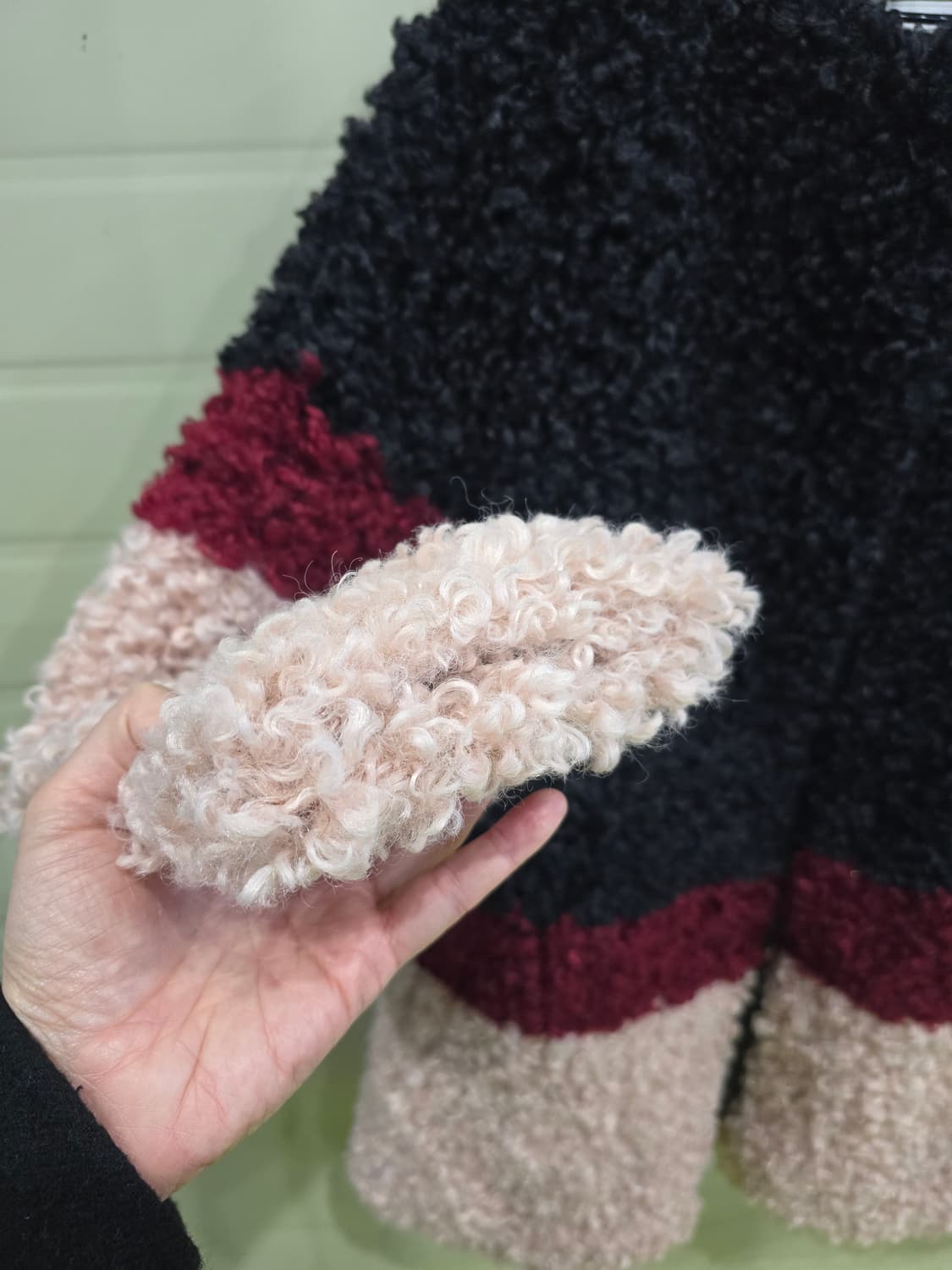 컬러 블록 퍼 코트 large 상품이미지3