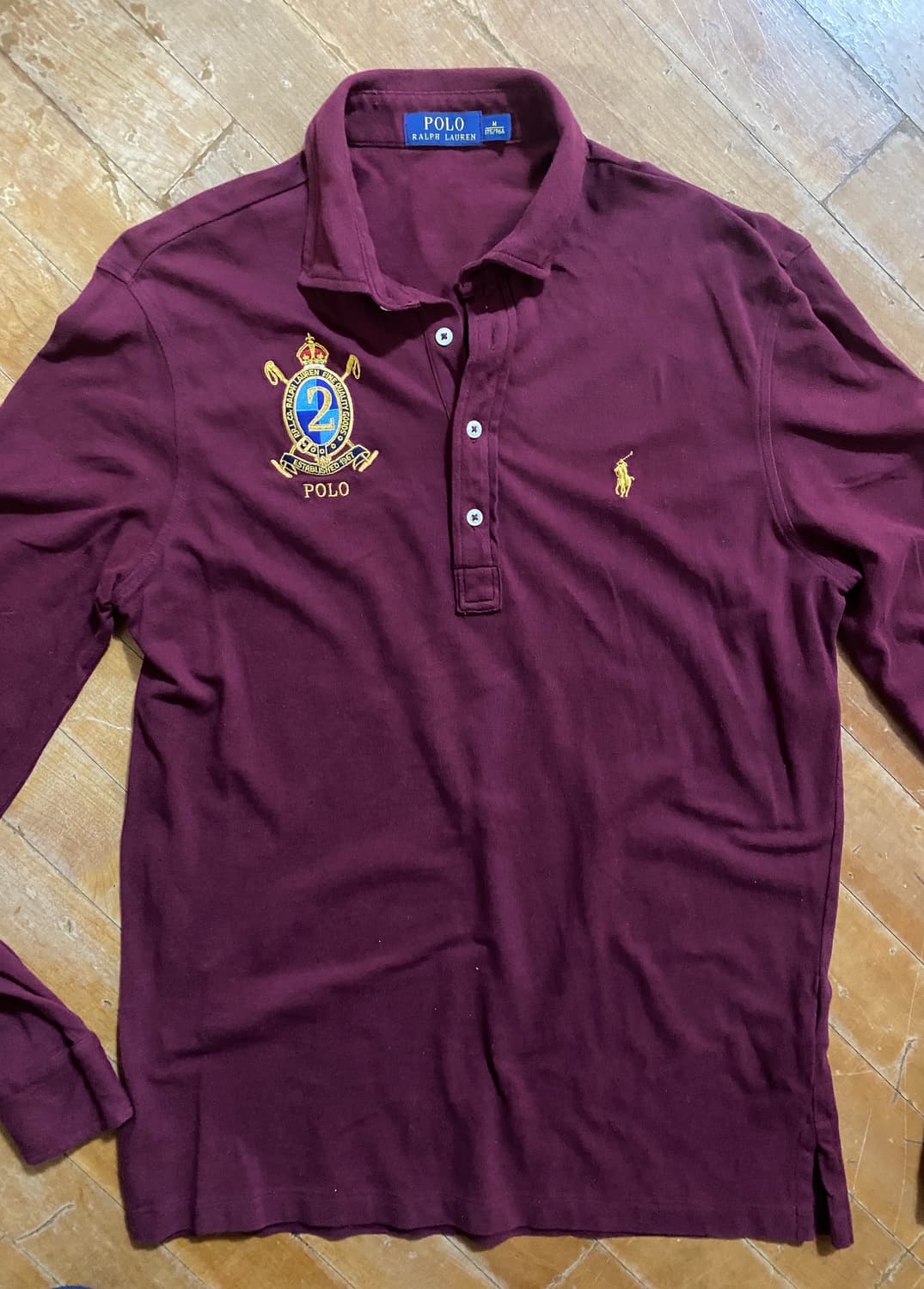 폴로 랄프로렌 버건디 긴팔 카라티 M (100) 상품이미지1