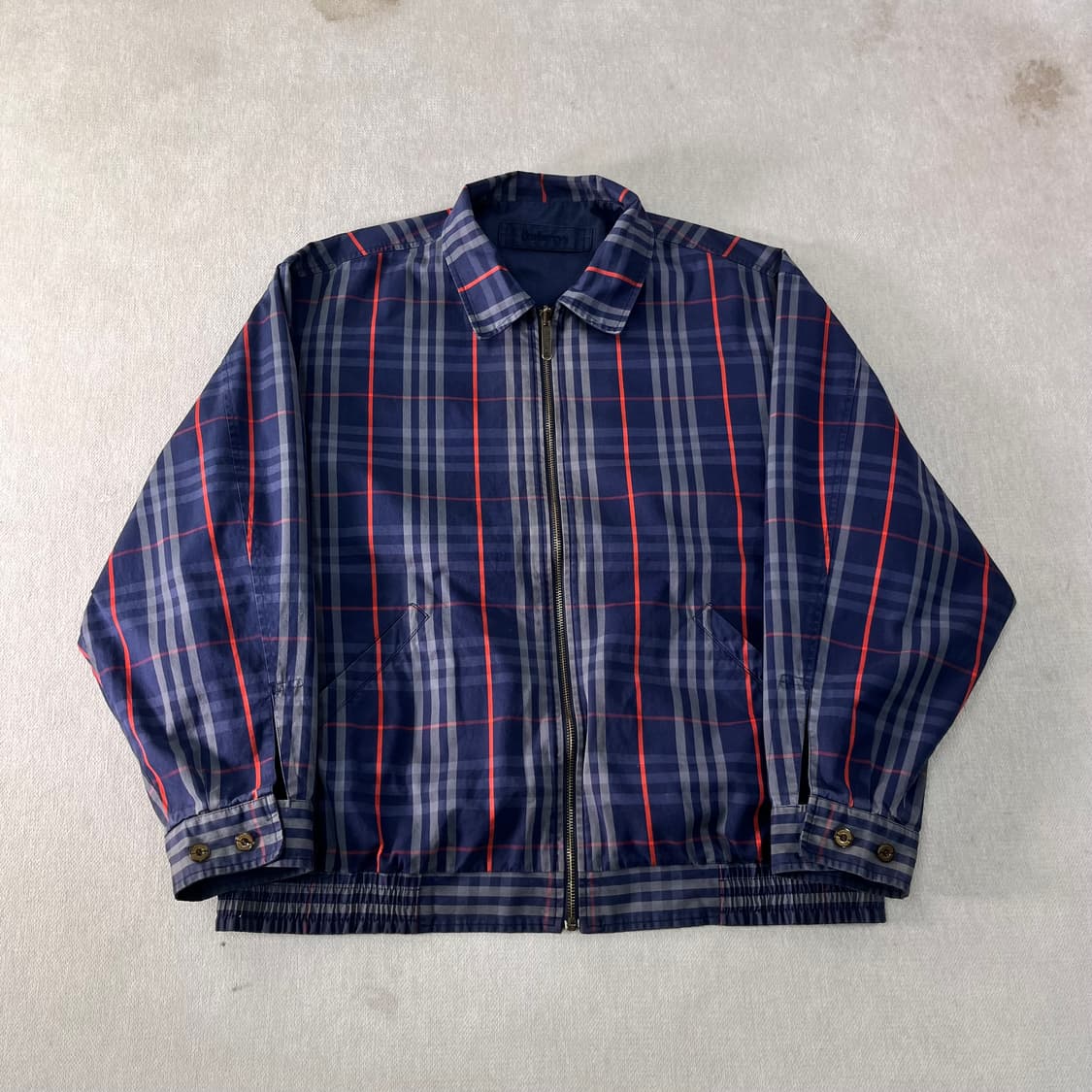 100 버버리 90s 노바체크 리버시블 블루종 자켓  상품이미지1