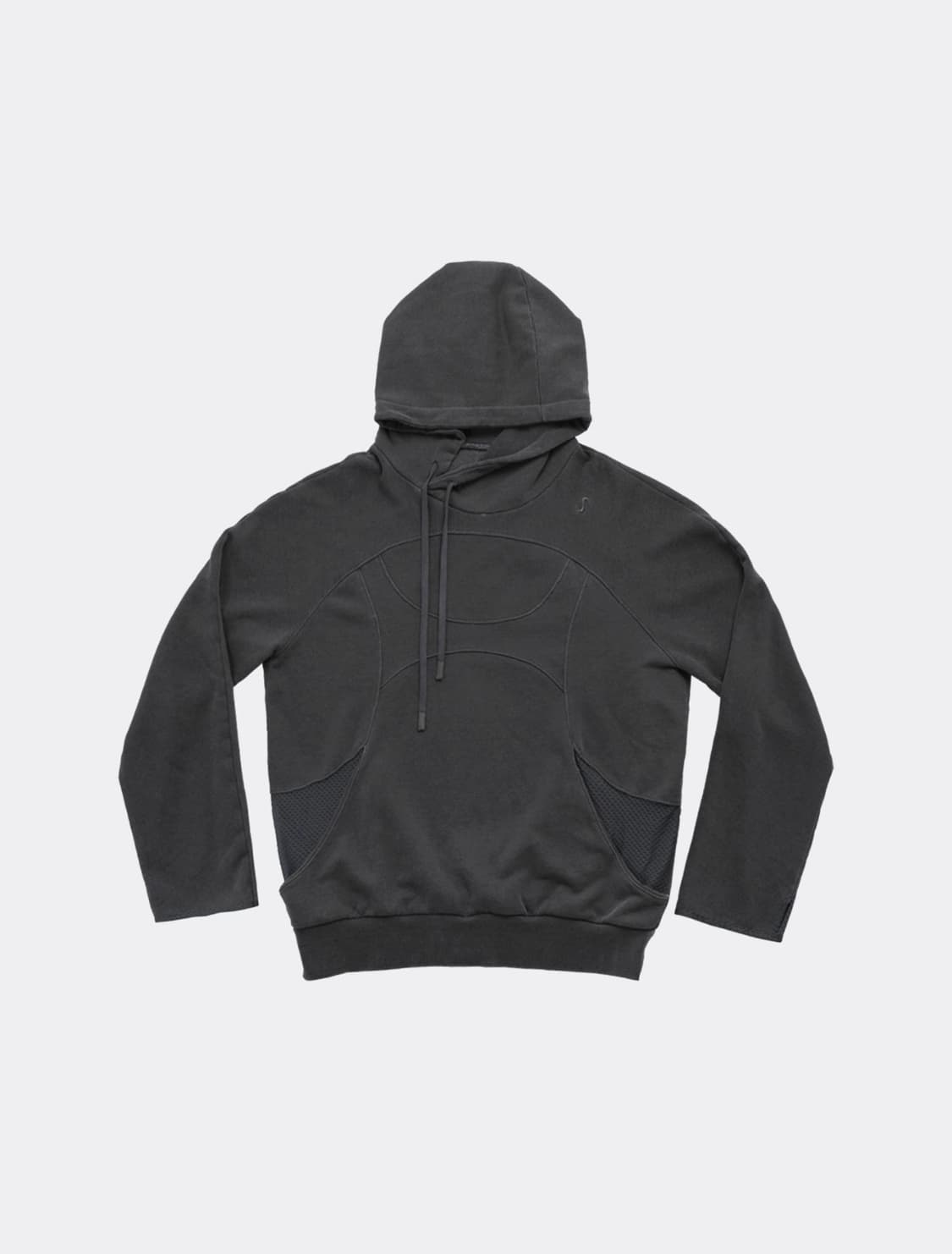 오호스 PIGMENT ASYMMETRICAL HOODIE-CHARCOAL 상품이미지1