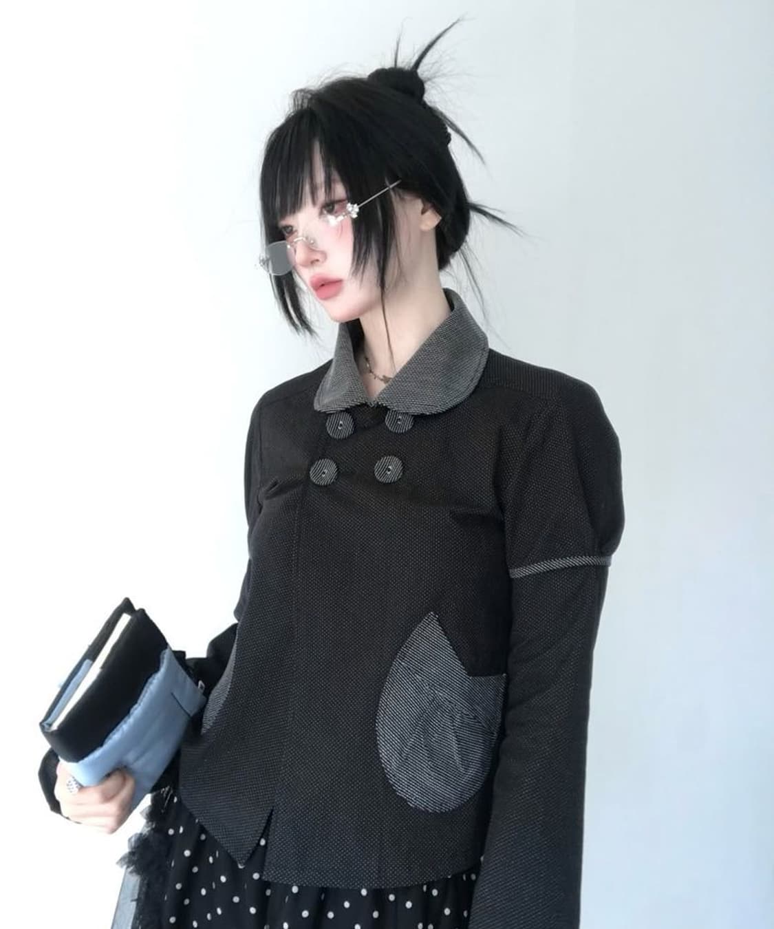 허그유어스킨 디테쳐블 라운드 자켓 블랙 상품이미지2