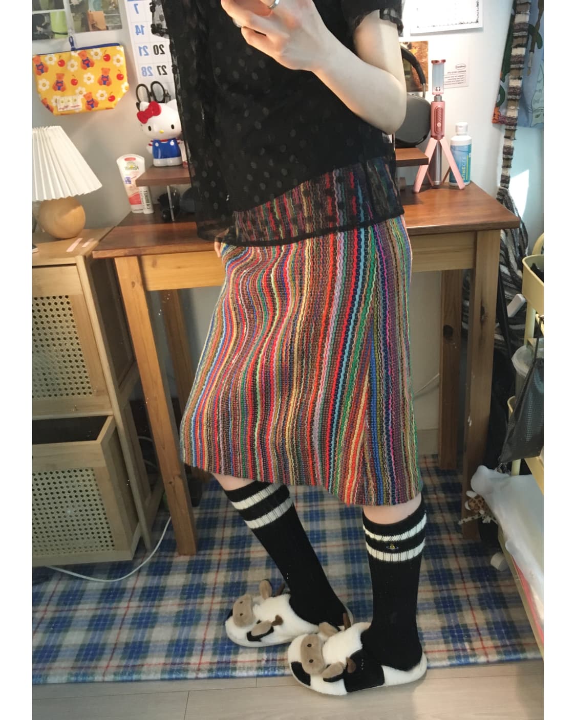 vintage ethnic stripe long skirt multi 상품이미지4