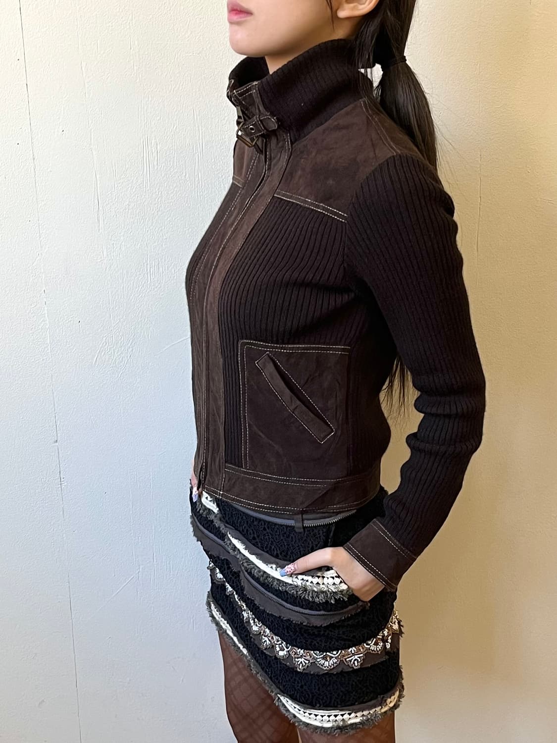 KUMIKYOKU 스웨이드 집업 자켓 상품이미지5